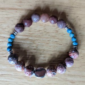 Handmade Semi-Precious Stone Beaded Stretch Bracelet (9/24)